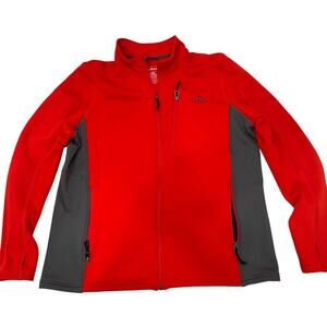 L.L.Bean Mens Softshell Jacket XL Red Gray Full Zip Stretch Wind Resistant